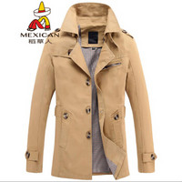 稻草人(MEXICAN)风衣男2018年秋冬新款时尚修身外套韩版休闲青少年夹克 18029DC5793 土黄 M