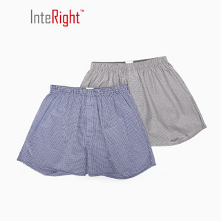 InteRight 全棉色织 男士内裤 阿罗裤 2条装  混色D L (灰色、L、阿罗裤、棉质面料)