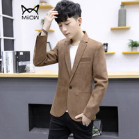 猫人(MiiOW)男士西服休闲时尚简约纯色单西便服外套QT815A-1802卡其色XL