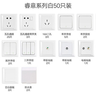 Schneider Electric 施耐德 睿意系列 开关插座面板套餐 50只装