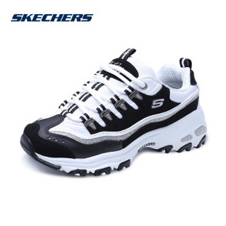 SKECHERS 斯凯奇 D'LITES系列 女士时尚绑带厚底熊猫休闲鞋 11914-BKW 黑色/白色 38