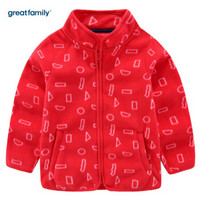 歌瑞家（greatfamily）童装男女童摇粒绒外套春秋新款儿童外套上衣 红色80
