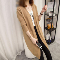 BANDALY 2018秋季自营女装新品针织开衫女中长款外搭显瘦宽松毛衣外套女针织开衫女 GZJ21 驼色 L