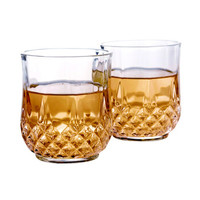 洁雅杰酒杯 玻璃洋酒杯(300ml)烈酒杯套装玻璃钻石水杯子 (2只装)