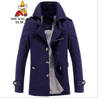 稻草人(MEXICAN)风衣男2018年秋冬新款时尚修身外套韩版休闲青少年夹克 18029DC5793 深蓝 L