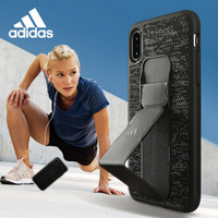 adidas（阿迪达斯）新品苹果iPhone X/Xs 5.8英寸手机壳保护套 时尚运动跑步系列 自带卡扣支架  黑色