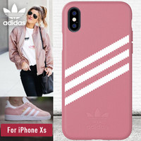 adidas（阿迪达斯）新品苹果iPhone X/Xs 5.8英寸手机壳保护套 三条杠防滑防摔 时尚Gazelle系列 初恋粉 *3件