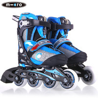 瑞士m-cro 溜冰鞋儿童轮滑鞋男女可调直排轮旱冰鞋滑冰鞋  蓝色单鞋L码