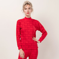 海之宁 秋衣秋裤女纯棉套装中老年妈妈款保暖内衣秋冬季棉毛衫打底内穿贴身舒适 3217 中领大红 XXL码