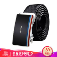 博牌Bopai皮带男士腰带头层牛皮休闲裤带自动扣商务黑色813-009011