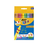 BIC比克  Kids 旋转蜡笔 （12色）不脏手不易断旋转蜡笔 进口品牌文具 儿童学生绘画涂色蜡笔