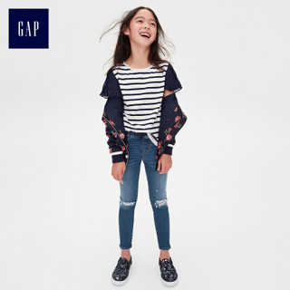 Gap旗舰店 女童印花儿童飞行员洋气夹克外套 潮  海军蓝色 XS