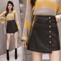AUDDE 2019春季新款女装新品半身裙女时尚韩版修身显瘦半身裙皮裙A字裙包臀短裙 zx5562-1897 黑色 S