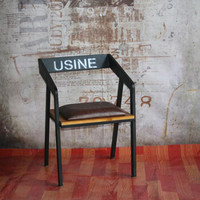 卡奈登  餐厅椅子美式乡村休闲铁艺椅子 创意酒店餐厅家用扶手靠背餐椅  XLY-74 木垫+软垫