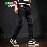 卡帝乐鳄鱼（CARTELO）牛仔裤  男士时尚潮流休闲百搭弹力牛仔长裤B235-843黑色30