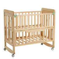 babycare婴儿床 宝宝床实木儿童床拼接床 多功能新生儿摇篮床bb床 8910蒙柯床
