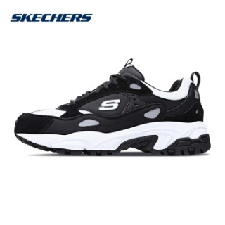 SKECHERS 斯凯奇 运动休闲鞋 男士蛇纹时尚复古 厚底增高 666058-BKW 黑色/白色 45