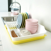 禧天龙Citylong 塑料碗碟架沥水架碟盘碗筷餐具收纳储物盒厨房置物盒 7190 黄色