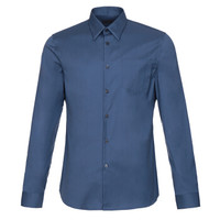 PRADA 普拉达 男士蓝色混纺长袖衬衫  UCM971 F62 F0D57