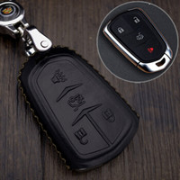 车达品凯迪拉克钥匙包真皮钥匙套新凯迪拉克2018款XTS XT5 ATSl CT6 SRX汽车钥匙扣凯迪拉克专用四键专用黑