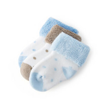 全棉时代 男幼童圆点毛圈袜15cm（建议3-4岁）浅蓝+蔚蓝+驼色 3双装
