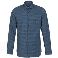 PRADA 普拉达 男士蓝色拼色棉质长袖衬衫 UCN046 1LQ3 F0D57 40码