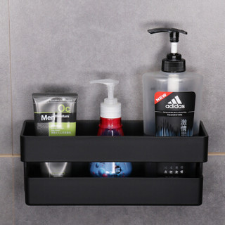 AeroTeK 置物篮浴室挂件免打孔墙上置物架壁式浴室收纳架子简约单层  黑色