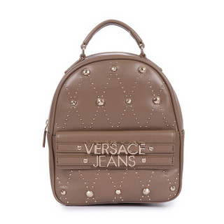 VERSACE 范思哲 奢侈品 女士灰粉色聚酯纤维铆钉双肩背包 E1VSBBE7 70778 148