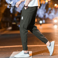 富贵鸟（FUGUINIAO）休闲裤男士韩版潮流时尚青年修身小脚九分裤 军绿 XL