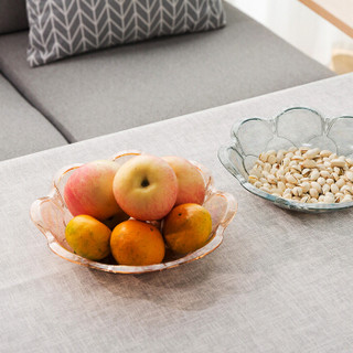 优鹉 现代简约创意梅花水晶水果盘家用干果水果盘欧式客厅糖果水果盆个性可爱 小号黄金色
