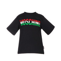 MOSCHINO KIDS 莫斯奇诺 奢侈品童装 男童黑色棉质圆领字母logo短袖T恤 H5M01N LAA07 60100 6A/6岁/116cm