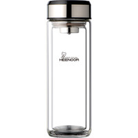 HEENOOR 希诺 双层玻璃杯隔热加厚水杯耐热防烫带盖泡茶杯子XN-9311 360ml