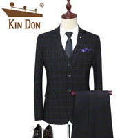 金盾（KIN DON）西服套装 男2018冬季新款大码韩版修身职业正装结婚礼服三件套套装 C317-TZ94 蓝色 4XL