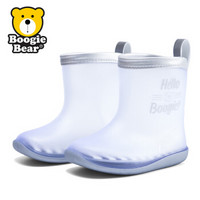 Boogie Bear儿童雨鞋透明男女童防滑雨靴宝宝小童幼儿园水鞋胶鞋 BB191R0102灰色 24