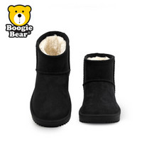 Boogie Bear童鞋儿童雪地靴防水2018新款冬季鞋男女童加棉靴3-6岁 黑色 26