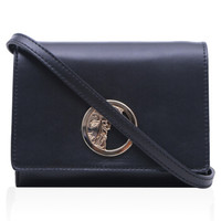 VERSACE 范思哲 女士黑色皮革单肩斜跨包 LBF0486 LVNP L410H