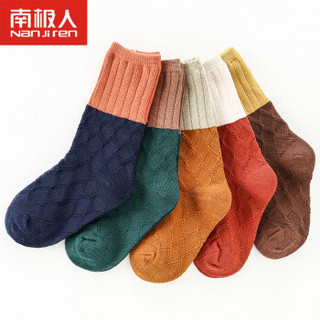 南极人 儿童袜子男女童透气棉袜拼色堆堆袜5双装 拼色堆堆袜 L(适合4-6岁)