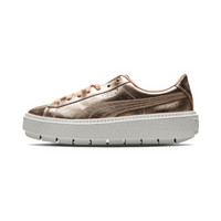 PUMA 彪马 女子 厚底 板鞋 休闲鞋 BASKET PLATFORM TRACE LUXE 运动鞋 367852  01玫瑰金色 37码