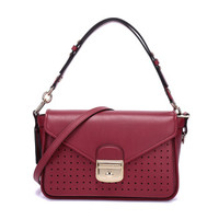 LONGCHAMP 珑骧 女士MADEMOISELLE LONGCHAMP系列石榴红色牛皮小号手提单肩斜挎包 1323 883 209