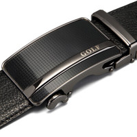 高尔夫GOLF牛皮腰带男士皮带自动扣头层牛皮真皮皮带男腰带耐磨裤带P5BV98734J黑色