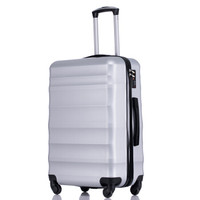 HEEYA 商务拉链拉杆箱万向轮abs旅行箱男20英寸行李箱密码锁登机箱子 H165 银色