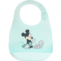 迪士尼(Disney)婴儿围兜 硅胶饭兜防水立体围嘴宝宝吃饭口水巾全硅胶可调节易清洁薄荷绿米奇松鼠809