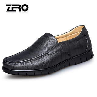 零度(ZERO)商务休闲鞋男 柔软缝线驾车鞋 舒适套脚爸爸鞋男士鞋子 C73125 黑色 44