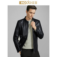 红豆(Hodo)男装 真皮皮衣男外套 2018秋冬新品男士休闲夹克绵羊皮真皮夹克立领外套男 S1黑色 180/96A