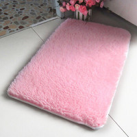 青苇 地垫脚垫 柔软吸水 防滑垫短丝毛 门垫浴室卫生间卧室 40*60cm 粉色