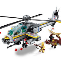 QMAN 启蒙 拼装玩具阿帕奇武装直升机1719