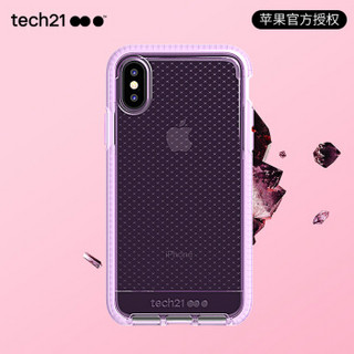 Tech21苹果新品iphone Xs手机壳5.8英寸保护套 苹果X 菱格纹兰花粉 摄像头保护 防摔轻薄无线充电手机套