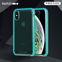 Tech21苹果新品iphone Xs手机壳5.8英寸保护套 苹果X 菱格纹深海蓝 摄像头保护 防摔轻薄无线充电手机套