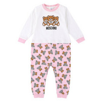 MOSCHINO KIDS 莫斯奇诺 奢侈品童装 婴儿白色粉色棉质连体衣 MUY01K LAB07 83975 9/12/74cm