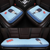 紫风铃 汽车坐垫三件套夏季可爱卡通汽车座垫小方垫前排单片四季通用 防滑办公座椅垫KA 3件套-守卫兵
